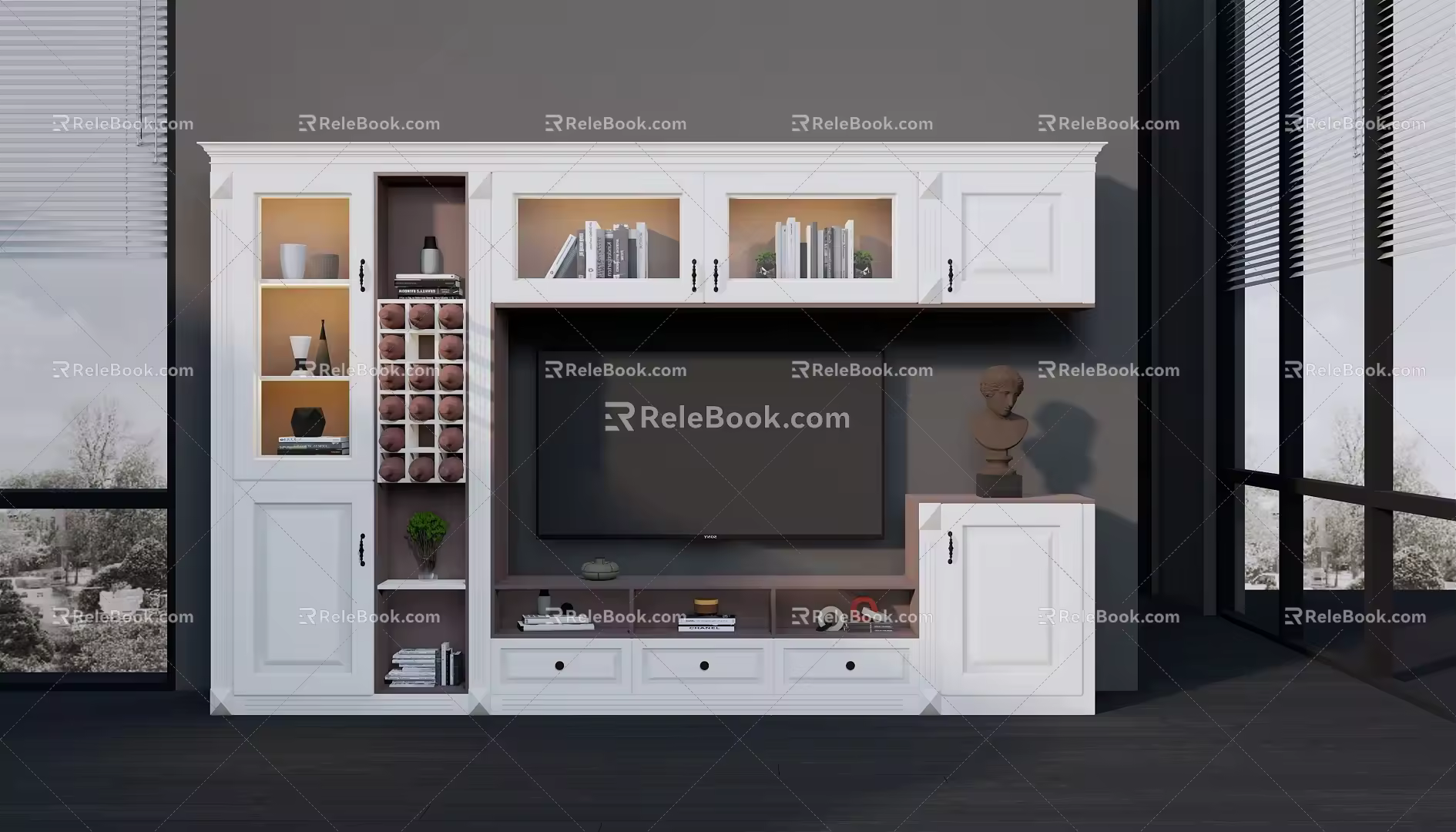 Nordic TV Background Cabinet Multi-function TV Cabinet 3d model