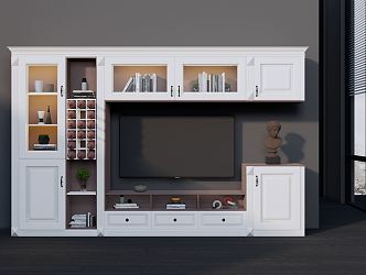 Nordic TV Background Cabinet Multi-function TV Cabinet 3d model