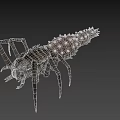 Sci Fi Spider Like Creature With Orange Spikes And Multiple Gray Legs 3d model
