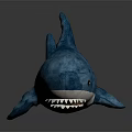 Soft Blue Shark Plush Stuffed Toy With White Belly And Sharp Teeth