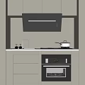 Modern Kitchen Interior Design With Cabinets Range Hood Cooktop Oven And Appliances