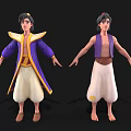 Man 3D Character With Purple Yellow Robe And Purple Vest White Pants Design