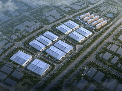 Modern Industrial Park Workshop 3d model