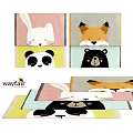 Square Rugs with Cute Animal Face Designs in Soft Pastel Colors for Kids Rooms