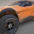 Orange Sporty Off Road Vehicle With Rugged Design And Large Tires