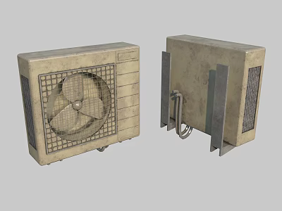 Air Conditioner Fan Outdoor Units With Metal Grille Fan Blades And Heat Sink Components 3d model