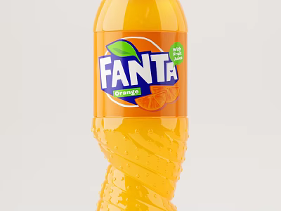 Fanta Orange Refreshing Carbonated Soft Drink In Spiral Twist Design Bottle 3d model
