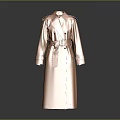 Pink Long Double Breasted Trench Coat With Belt And Epaulettes Design
