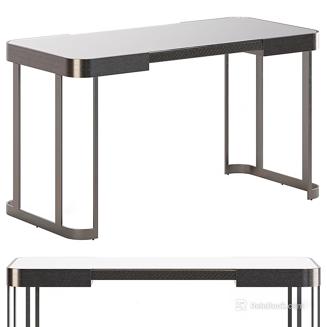 Modern Minimalist Desk Design With Sleek Metal Legs And Smooth Top 3d model 
