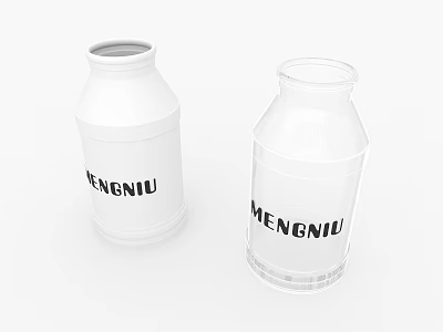 MENGNIU White Milk Bottles With Brand Label And Smooth Surface Design 3d model