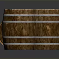 Two Wooden Barrels With Metal Hoops On Dark Reflective Background