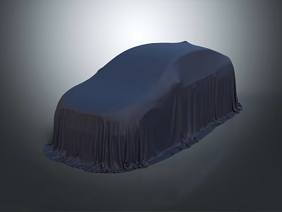 Covered Car Silhouette With Dark Fabric Cover in Simple Background Setting 3d model