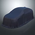Covered Car Silhouette With Dark Fabric Cover in Simple Background Setting 3d model