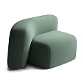 Modern Green Single Sofa With Stylish Minimalist Design And Ottoman Shown In Multiple Angles
