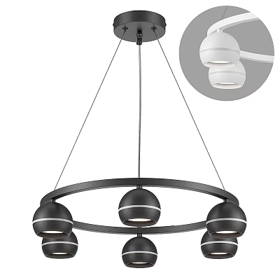 Modern Circular Chandelier With Metal Frame And Spherical Bulbs Design 3d model