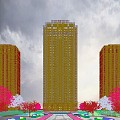 modern high-rise residential district 3d model