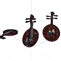 Traditional Chinese Musical Instruments With Colorful Bird And Flower Paintings On Wooden Bodies