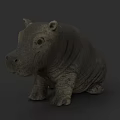 Cute Gray Hippo Stuffed Toy With Soft Texture And Sitting Posture Design