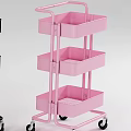 Multi Tier Storage Racks With Wheels In Black Pink For Snacks And Drinks Organization