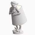 Unique Decorative Table Lamp With Monkey Shaped Golden Base And Blue Lampshade 3d model