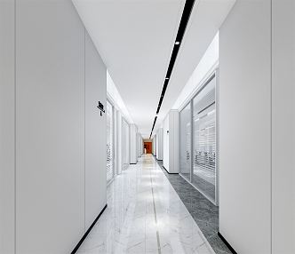 Modern Aisle Office Corridor 3d model