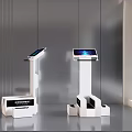 Smart Machines Self Service Kiosks With Interactive Touchscreen Displays In Modern Indoor Space