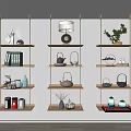 New Chinese-style Ornaments Combination Bookshelf 3d model