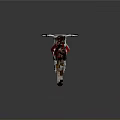 Red and White Off Road Motorcycle with Rusted Wheels and Metallic Parts