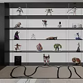 Modern Display Wardrobe With Glass Doors And Layered Shelves Holding Action Figurines