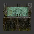 Vintage Gothic Building Model With Spiked Top Green Surface And Arched Windows