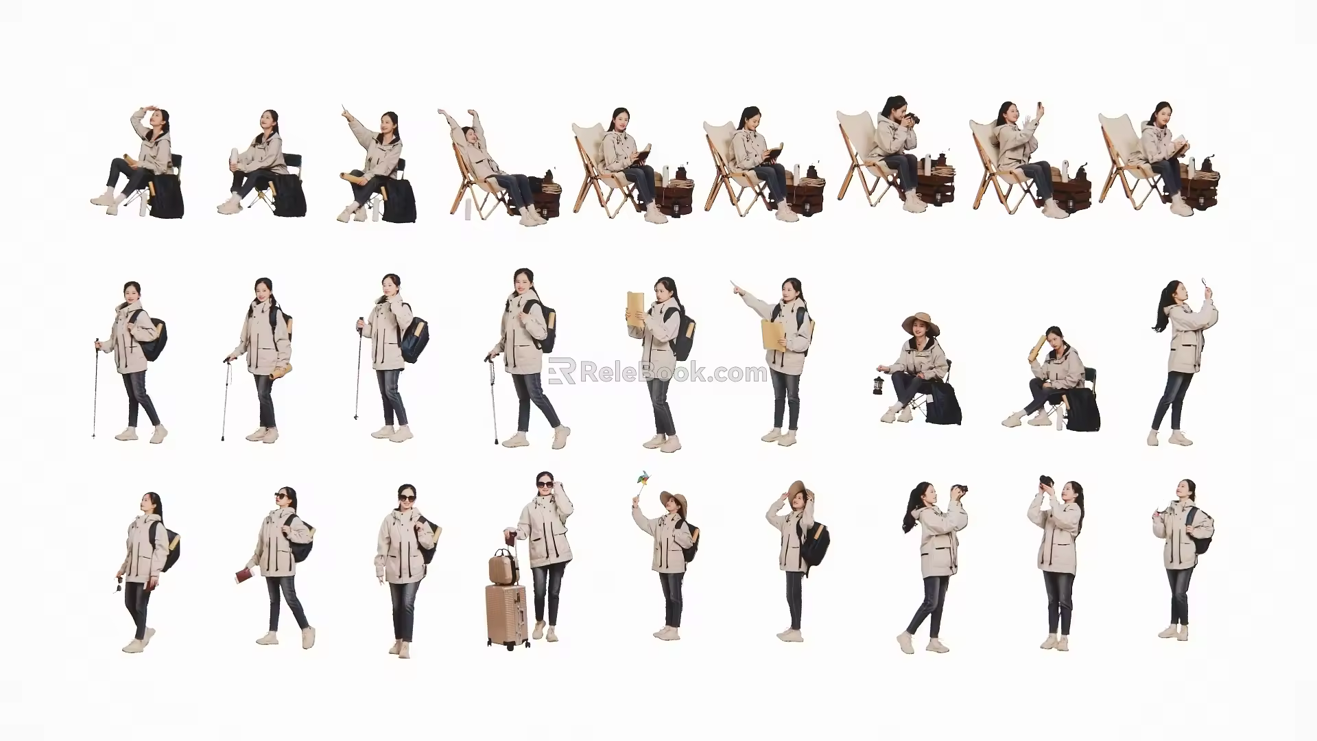 2D Mountaineering Tourism Characters Photographing Characters 3d model