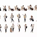 2D Mountaineering Tourism Characters Photographing Characters 3d model