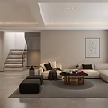 Modern Living Room Interior Design With Sofa Coffee Table TV And Wall Panels