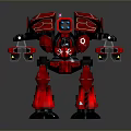 Red Mechanical Battle Robot With Sci Fi Armor And Weapon Equipped Limbs