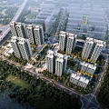 Aerial View Planning of Modern Residential High Rise Buildings With Road Network And Greenery