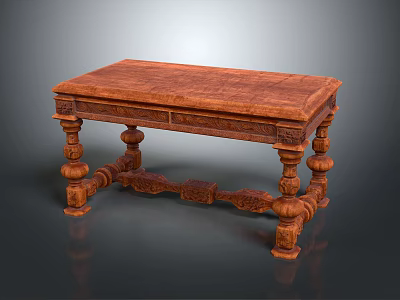 Classic Wooden Table With Carved Legs Drawer And Intricate Base Design 3d model