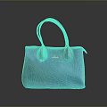 Blue Snakeskin Texture Leather Handbag With Double Handles And Brand Logo