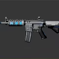 Modern Futuristic Rifle With Blue Glowing Components And Metallic Finish