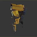Yellow Armored Mechanical Walker Character With Four Legged Sci Fi Design 3d model