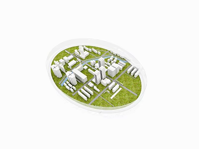 Commercial Equipment For Urban Planning City Model With Buildings And Green Spaces 3d model