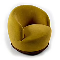 Modern Single Sofa With Soft Fabric Upholstery Curved Design And Round Black Base