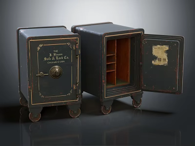 Commercial Safes With Wheels Closed And Open Doors Featuring Interior Shelves 3d model
