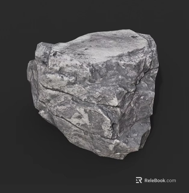 Natural Gray Rock Formation With Rough Surface Texture And Visible Cracks 3d model