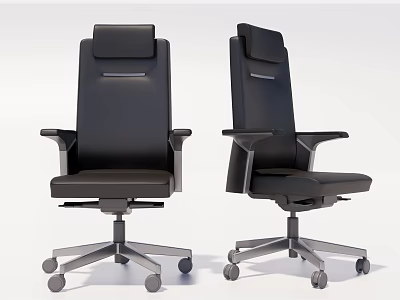Modern Black Office Chair With High Back Armrests And Swivel Wheel Base 3d model