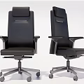 Modern Black Office Chair With High Back Armrests And Swivel Wheel Base