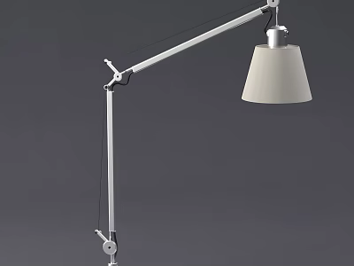Stylish Modern Floor Lamp With Adjustable Metal Arm And White Lampshade 3d model