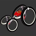 Modern Circular Design Model With Black Rings And Red Orange Elements