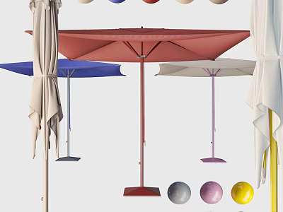 Colorful Outdoor Sunshade Umbrella With Various Colors And Sturdy Base Design 3d model