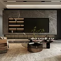 Modern Elegant Living and Dining Room Interior With Sofa Dining Table Fireplace and TV Wall