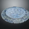 Circular Stone Disk With Intricate Rune Patterns And Surrounding Stone Slabs 3d model